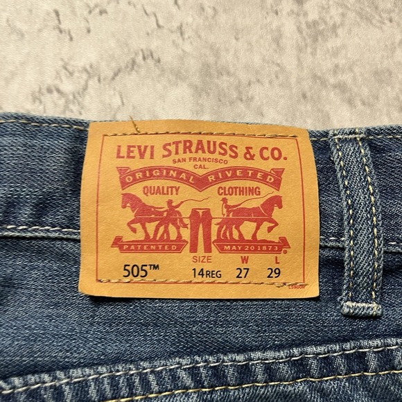 Levis Jeans Student 14Reg 27x29 Medium Wash 505 Regular Straight Leg Denim - Picture 9 of 10